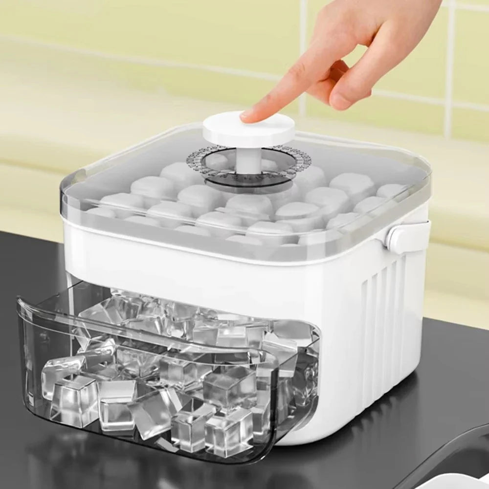2-Layer Ice Cube Tray with Lid, Large Capacity & Space-Saving, Perfect for Small Freezers. Easy Make & Store.