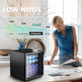 EKOJUCE Glass Door Mini Fridge, Countertop Beverage Refrigerator with Adjustable Shelving and Blue LED Lighting, Compact Drink Cooler for Beer, Wine, Soda & Other Beverages, Ideal for Home, Office, Dorm & Bar
