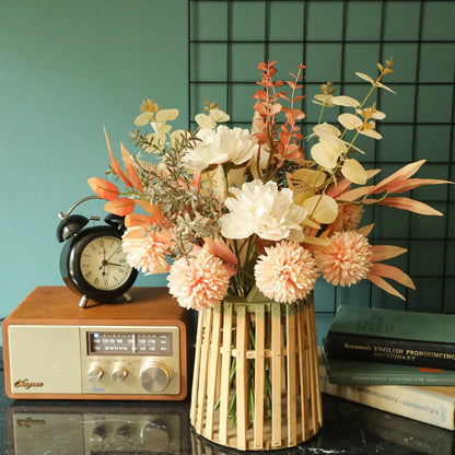 Artificial Fall Bouquet with Roses, Maple Leaves and Dandelions