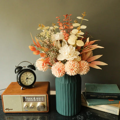 Artificial Fall Bouquet with Roses, Maple Leaves and Dandelions