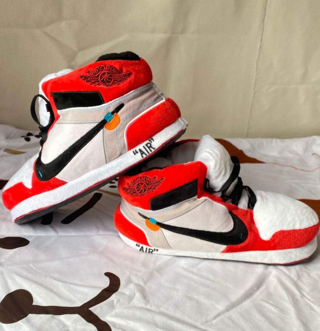 Off-white red sneaker slippers