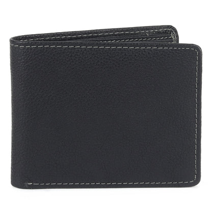 Black Textured Leather Mens Wallet
