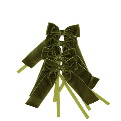 Large Forest Green Velvet Napkin Bow Tie - Set of 6