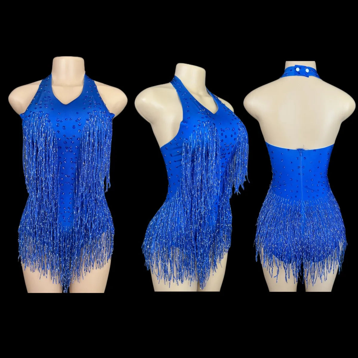 Women's Rhinestone Fringe Dance Bodysuit