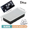 4 Grid Big Ice Tray Long Strip Square Whiskey Ice Cubes Silicone Mold With Lid Non-toxic Durable Pub Wine Ice Blocks Maker Model