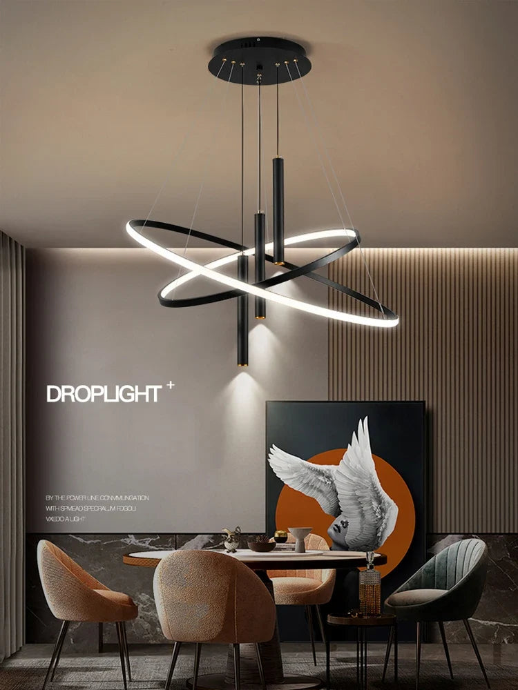 Modern Round LED Chandeliers for Living Room Dining Room Kitchen Island Luster Pendant Lights Fixture Home Decor Indoor Lighting