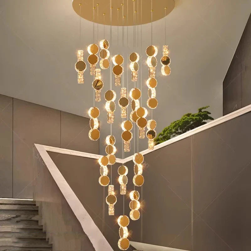 Modern Crystal stair chandelier lights indoor lighting Ceiling lamp hanging light led Chandeliers for living room indoor lightin