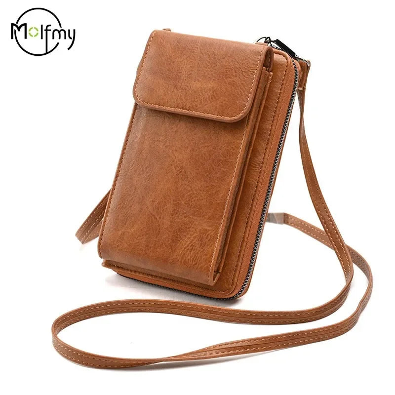 Fashion Crossbody Bag PU Leather Mobile Phone Purse Bags Multifunction Messenger Wallet Small Female Shoulder Handbags for Women