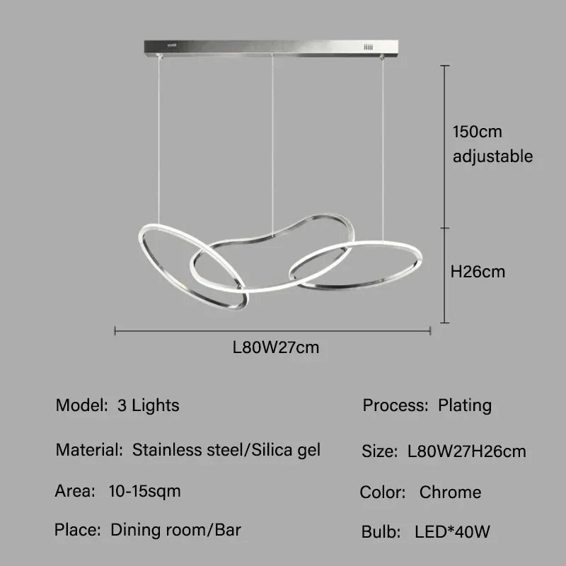 Modern Rings Pendant Lights Black&Golden for Living Dining Room Bedroom Ceiling Chandelier Lamps Indoor Hanging Lighting Fixture