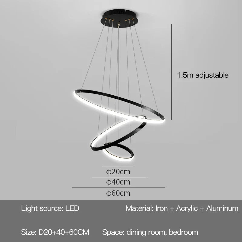 Modern Round LED Chandeliers for Living Room Dining Room Kitchen Island Luster Pendant Lights Fixture Home Decor Indoor Lighting