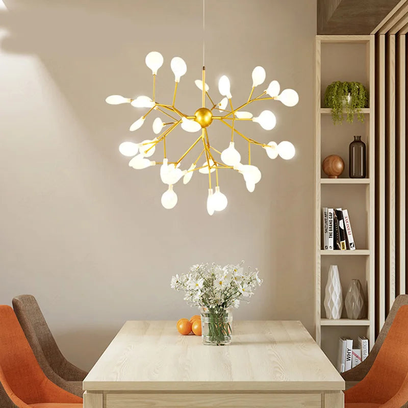 Nordic Modern Firefly Ceiling Chandelier Pendant Lamp G4 Led Lights Home Baby Room Bedroom Living Room Decoration Salon Starry