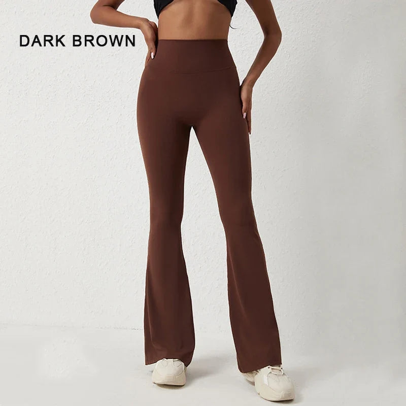 DIAS FIT JOY Peach flared pants for women's yoga high waisted and hip lifting tight pants wide leg fitness pants quick drying