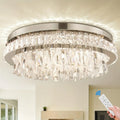 Modern Dimmable Crystal Chandeliers LED Flush Mount Ceiling Light Fixtures Oval Living Room Chandelier Stainless Steel Ceiling L