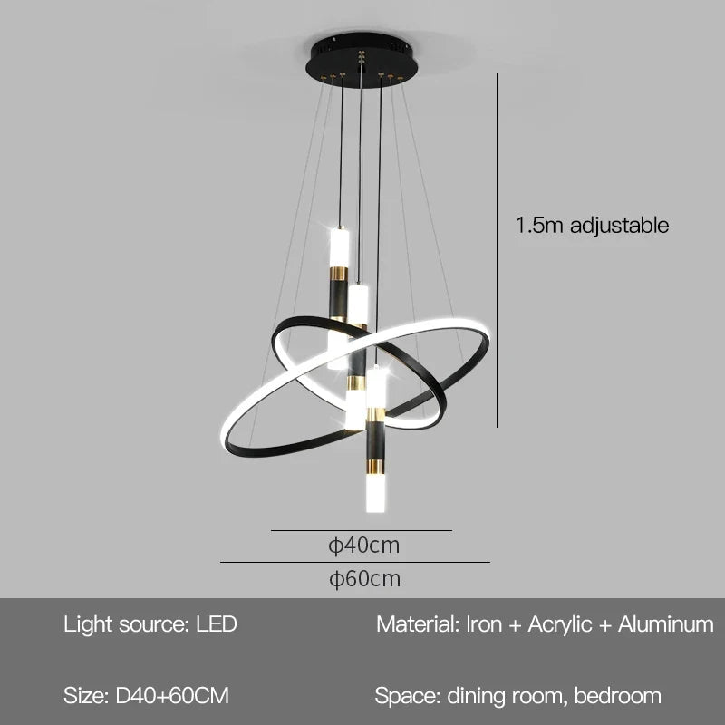 Modern Round LED Chandeliers for Living Room Dining Room Kitchen Island Luster Pendant Lights Fixture Home Decor Indoor Lighting