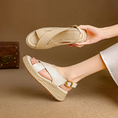 EAGSITY wedges sandals platform sandals Women shoes high heel espadrilles shoes pumps rope sole shoes casual jute sandals