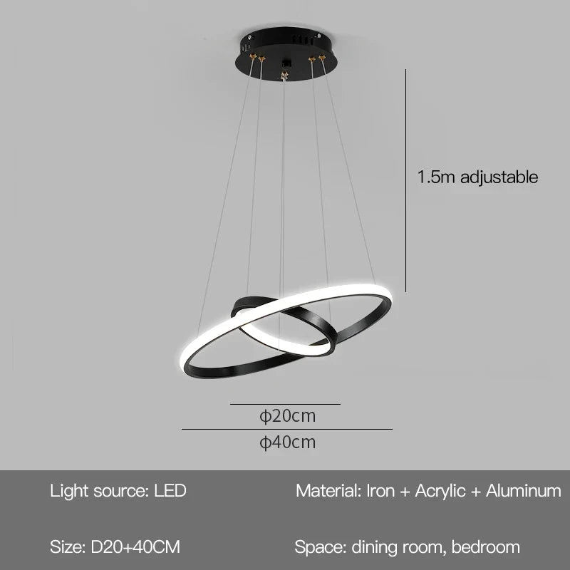 Modern Round LED Chandeliers for Living Room Dining Room Kitchen Island Luster Pendant Lights Fixture Home Decor Indoor Lighting