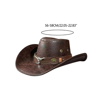 Rivet-Trim Faux Leather Cowboy Hat