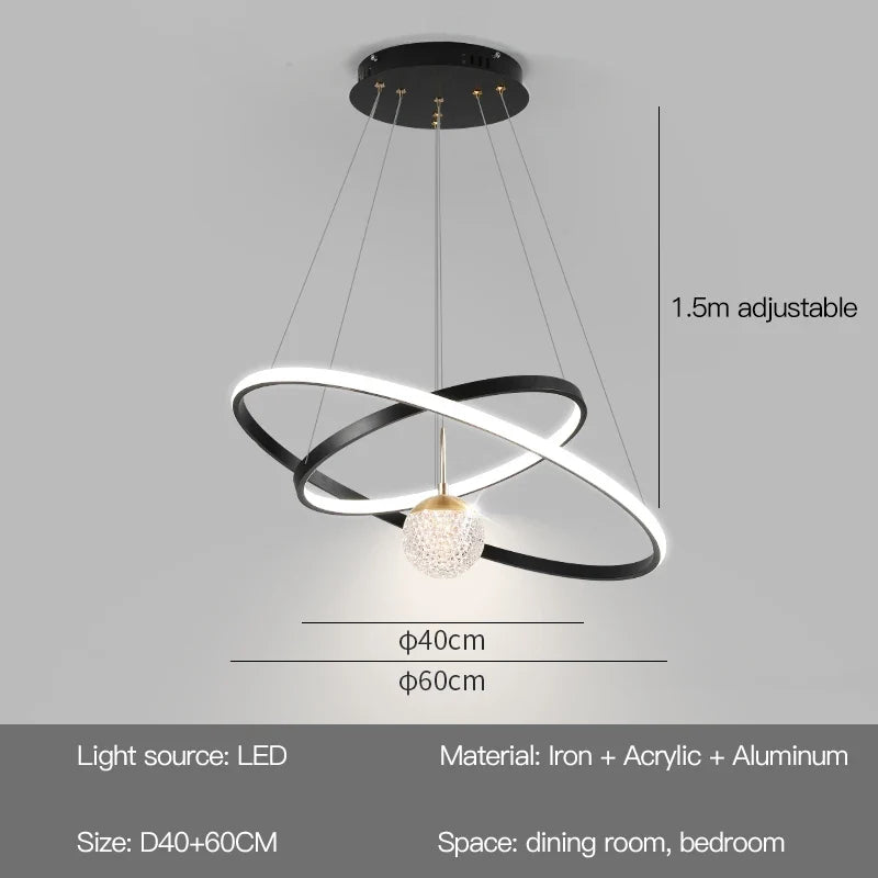 Modern Round LED Chandeliers for Living Room Dining Room Kitchen Island Luster Pendant Lights Fixture Home Decor Indoor Lighting