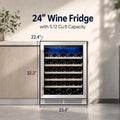 28-Bottle 24-Inch, 52-Bottle 24-Inch Wine Fridge Built-In Single-Zone Cooler | 41-64°F Digital Control, Compressor Cooling, Double-Pane Glass Door, LED Lighting, Lockable Door, Built-In or Freestanding