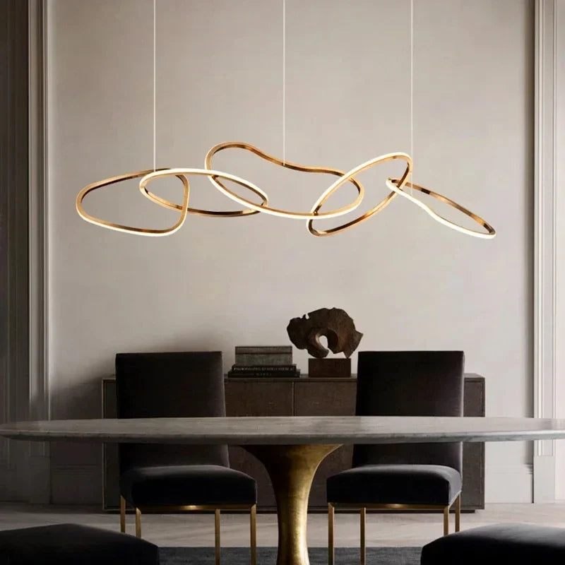 Modern Rings Pendant Lights Black&Golden for Living Dining Room Bedroom Ceiling Chandelier Lamps Indoor Hanging Lighting Fixture