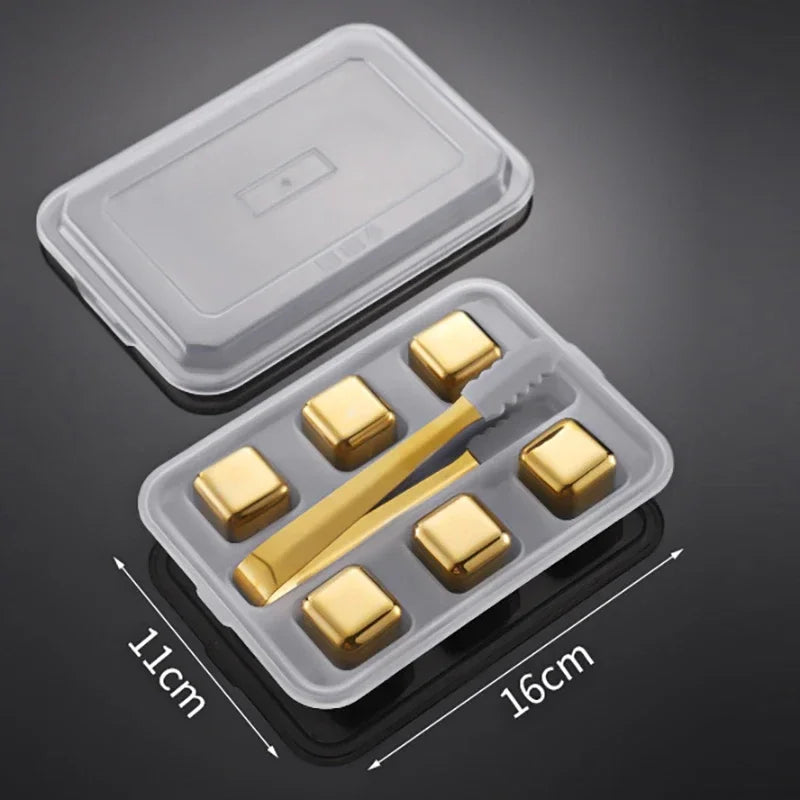 Reusable Whiskey Stones Stainless Steel Ice Cubes Quick-Freeze Wine Cooler Food Grade Metal Pellets Beer Cooler Bar Accessories