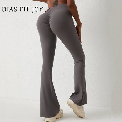 DIAS FIT JOY Peach flared pants for women's yoga high waisted and hip lifting tight pants wide leg fitness pants quick drying