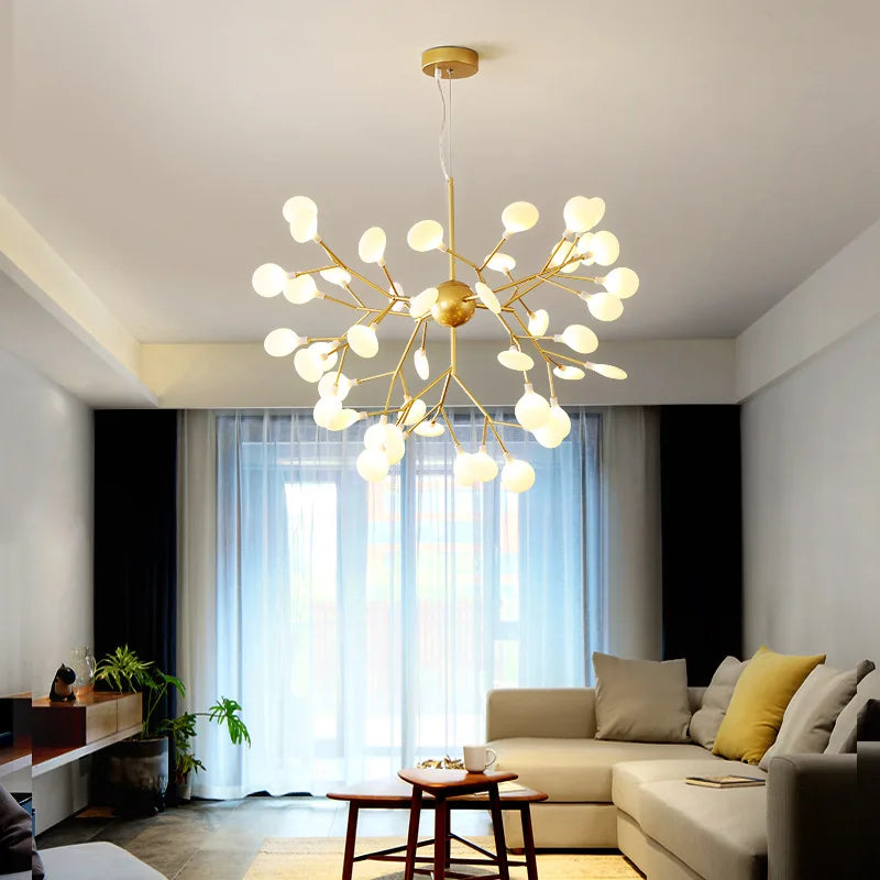Nordic Modern Firefly Ceiling Chandelier Pendant Lamp G4 Led Lights Home Baby Room Bedroom Living Room Decoration Salon Starry