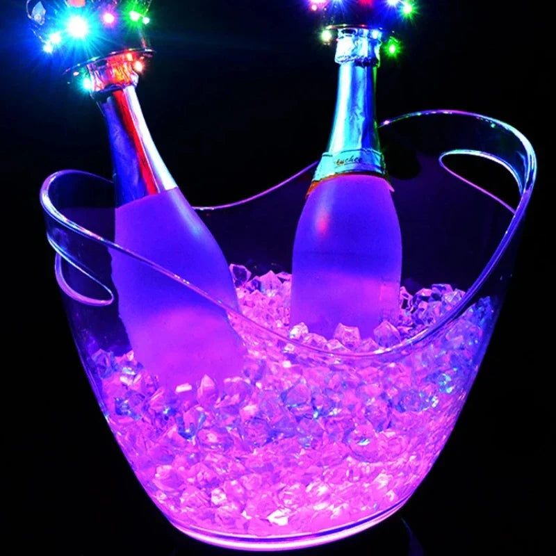 Unbreakable LED Ice Bucket Light Up Beverage Cooler for Wine Champagne and Cocktails at Bars and Nightclubs 2L 5L PS ABS