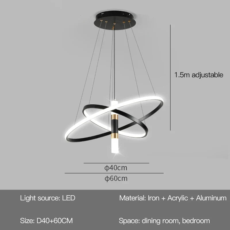 Modern Round LED Chandeliers for Living Room Dining Room Kitchen Island Luster Pendant Lights Fixture Home Decor Indoor Lighting