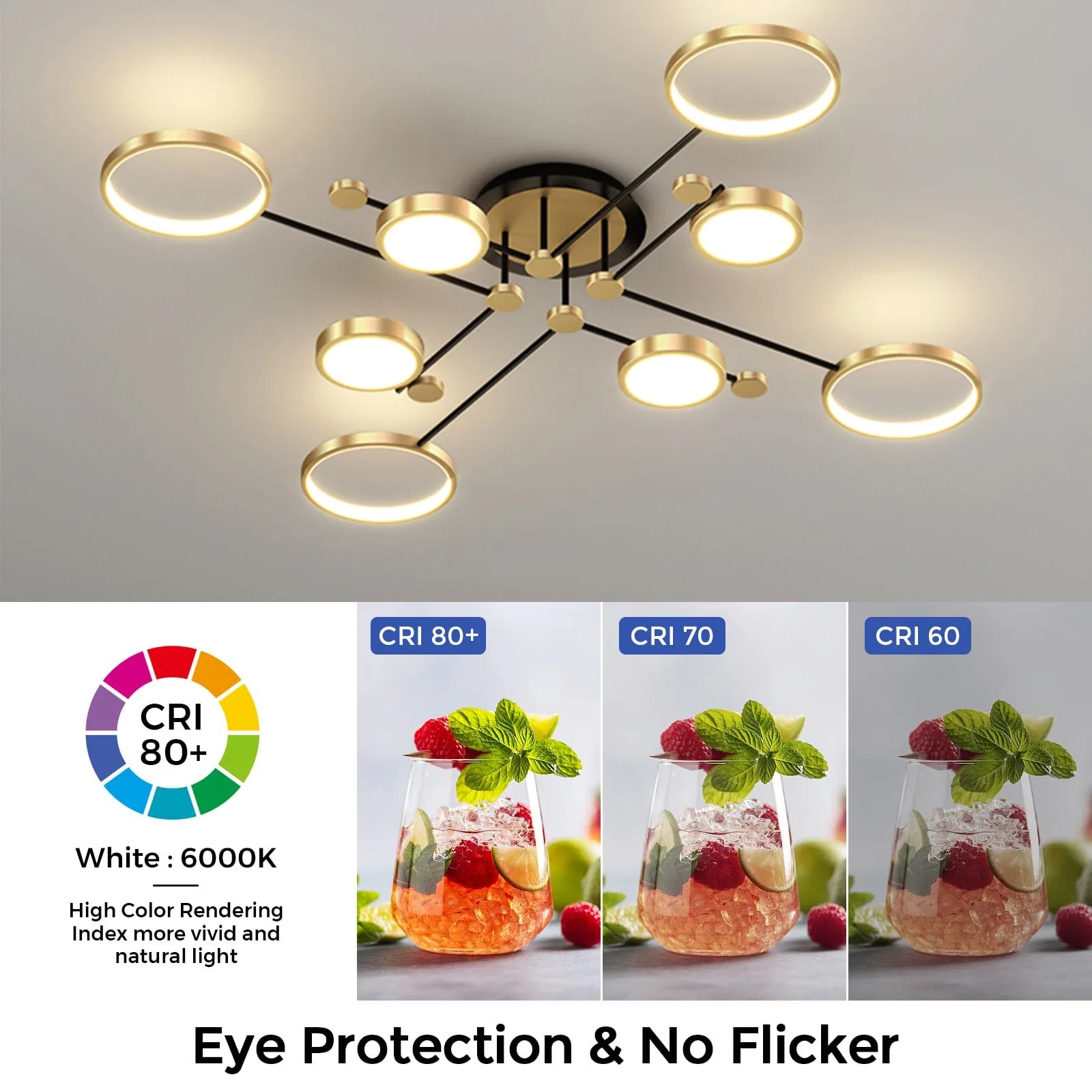 Interior Led Ceiling Lights Golden Smart Remote Control Dimming Ceiling Chandelier Home Lighting Fixture Bedroom Kitchen Lamp