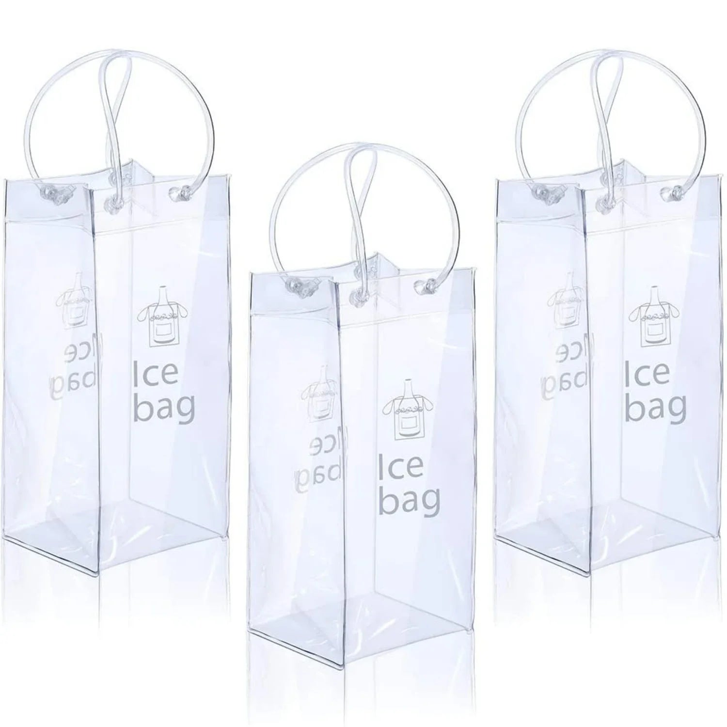 3/6 PCS Collapsible Clear Pouch Ice Wine Bag Portable Wine Cooler Bag Chiller Sleeves for Champagne Cold Beer Chilled Beverages