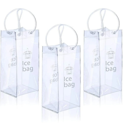 3/6 PCS Collapsible Clear Pouch Ice Wine Bag Portable Wine Cooler Bag Chiller Sleeves for Champagne Cold Beer Chilled Beverages