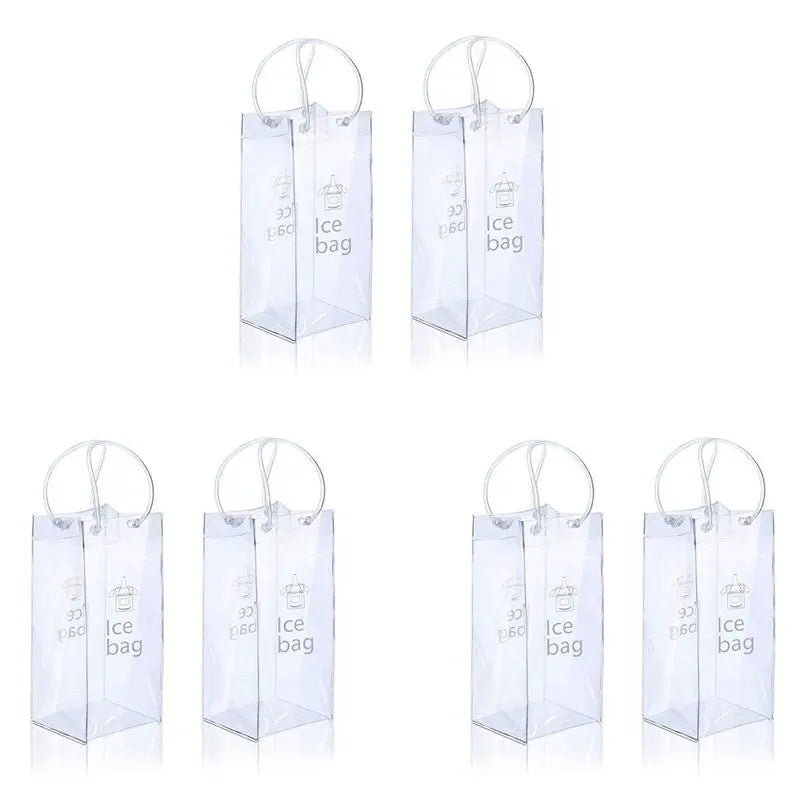 AFOURT-Ice Wine Bag Portable Collapsible Clear Wine Pouch Cooler With Handle For Party,Outdoor,Champagne,Cold Beer,6Pack