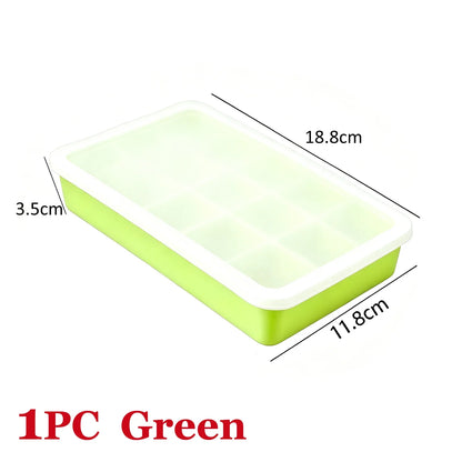 15 Grids Ice Cube Trays 100% Food Grade Silicone Ice Molds Easy Release Flexible Ice Cubes Mould with Lid for Whiskey Cocktail
