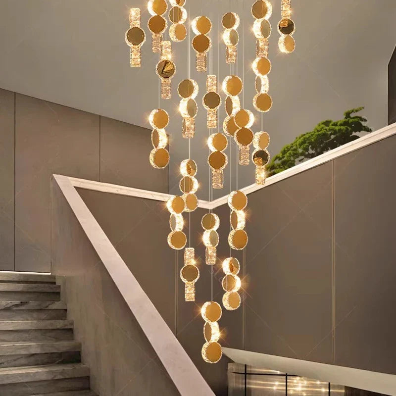 Modern Crystal stair chandelier lights indoor lighting Ceiling lamp hanging light led Chandeliers for living room indoor lightin