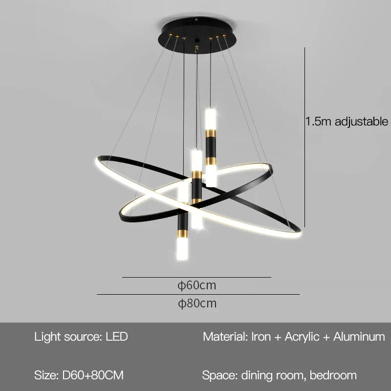 Modern Round LED Chandeliers for Living Room Dining Room Kitchen Island Luster Pendant Lights Fixture Home Decor Indoor Lighting