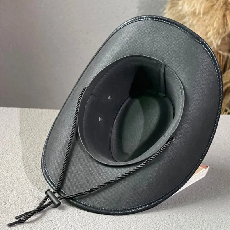 Rivet-Trim Faux Leather Cowboy Hat