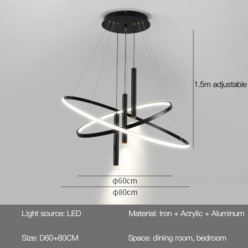 Modern Round LED Chandeliers for Living Room Dining Room Kitchen Island Luster Pendant Lights Fixture Home Decor Indoor Lighting