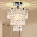Small Crystal Chandelier Led Crystal Ceiling Lights 3 Tiers Crystal Raindrops Chandelier Pendant Lighting Fixture Decoration for Bedroom Hallway Living Room,Chrome, E26