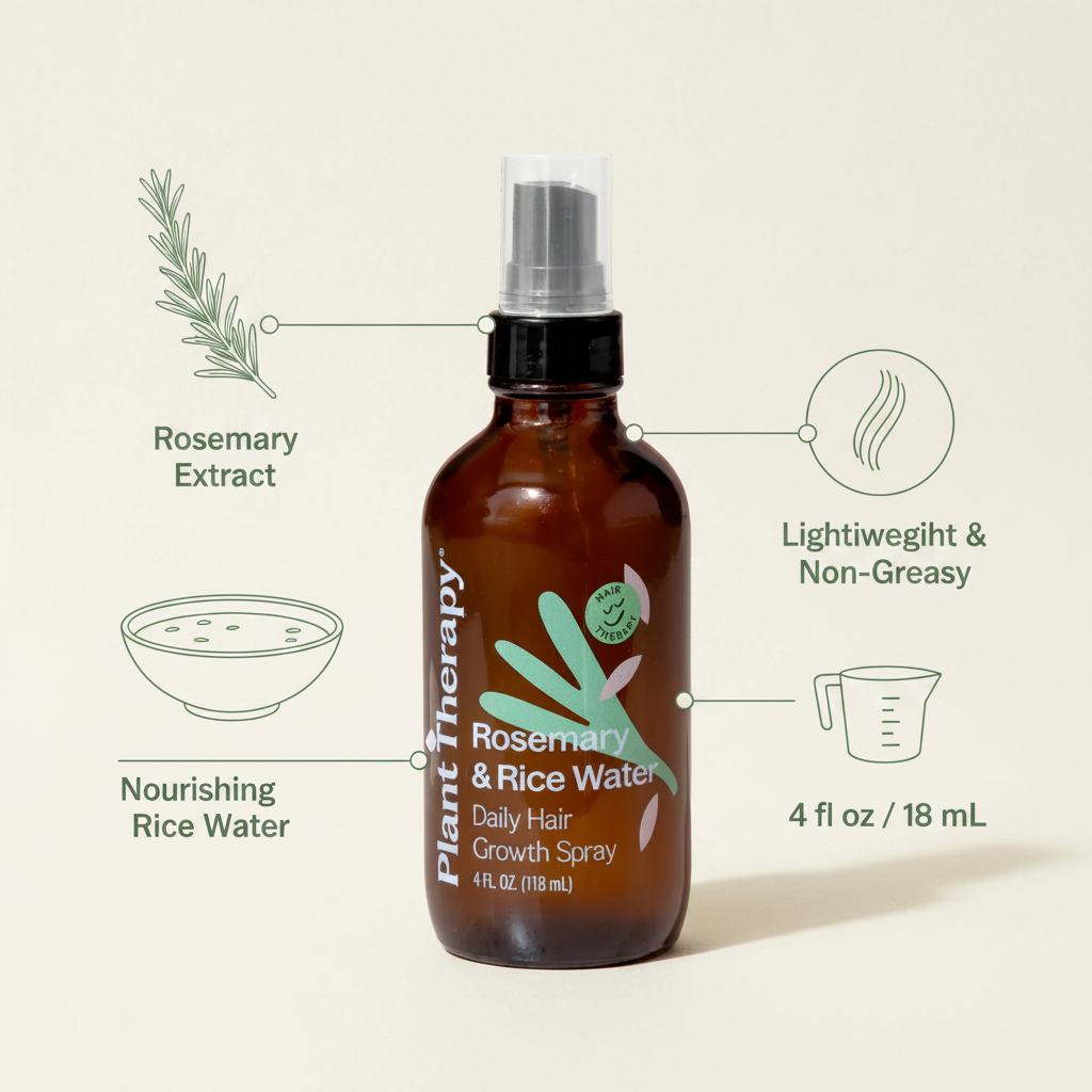 Plant Therapy Rosemary & Rice Water Daily Hair Spray – 4 fl oz (118 mL)
