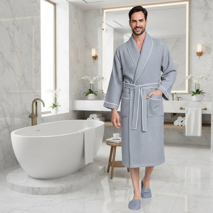 Premium Waffle Piping Robe for Men