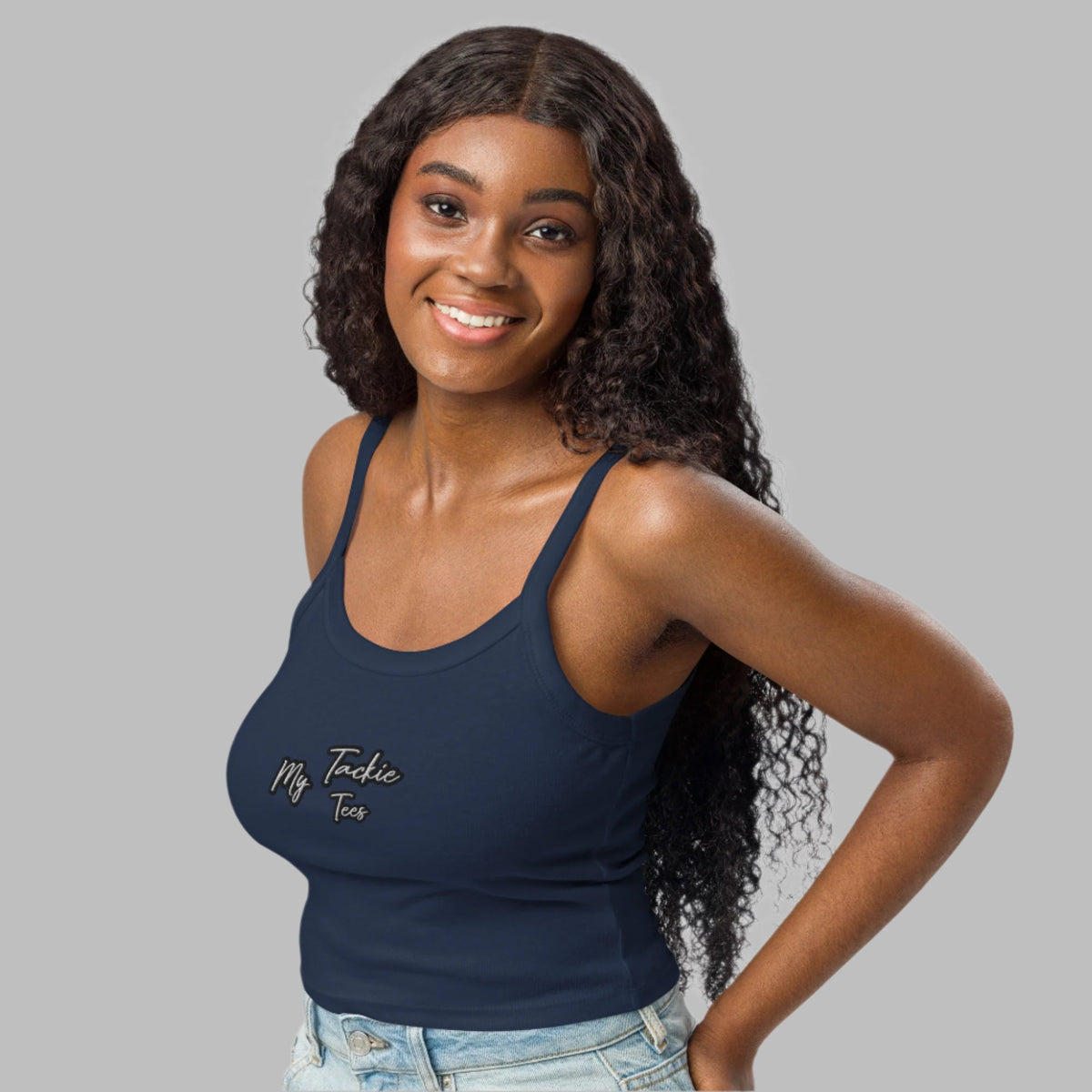 My Tackie Tees Women's Micro-Rib Tank Top | Embroidered Statement Piece