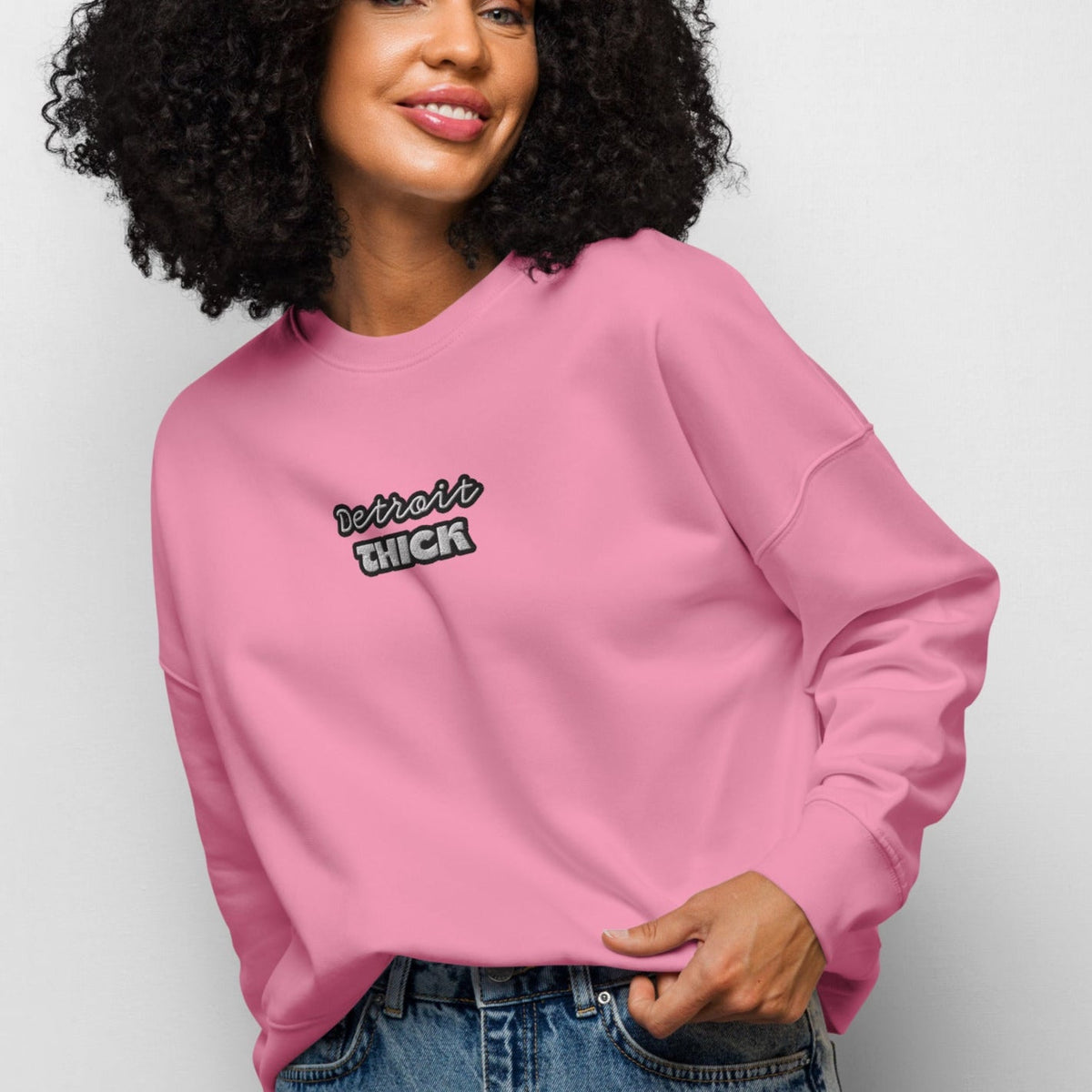 Detroit THICK Women's Organic Crew Neck Sweatshirt | Premium Detroit Apparel