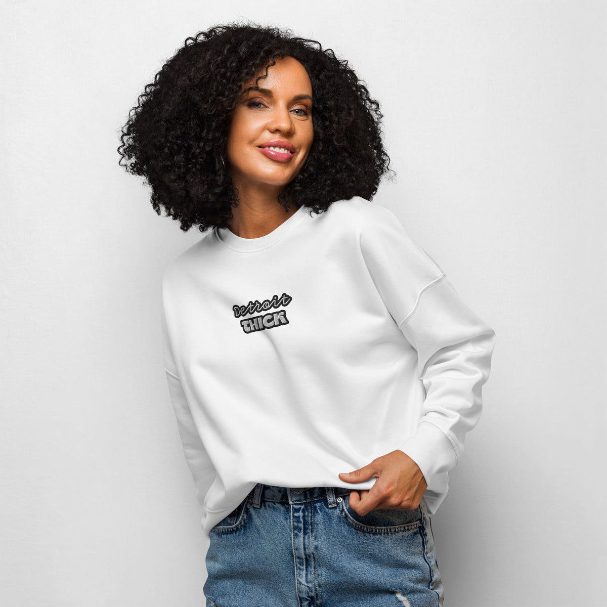 Detroit THICK Women's Organic Crew Neck Sweatshirt | Premium Detroit Apparel