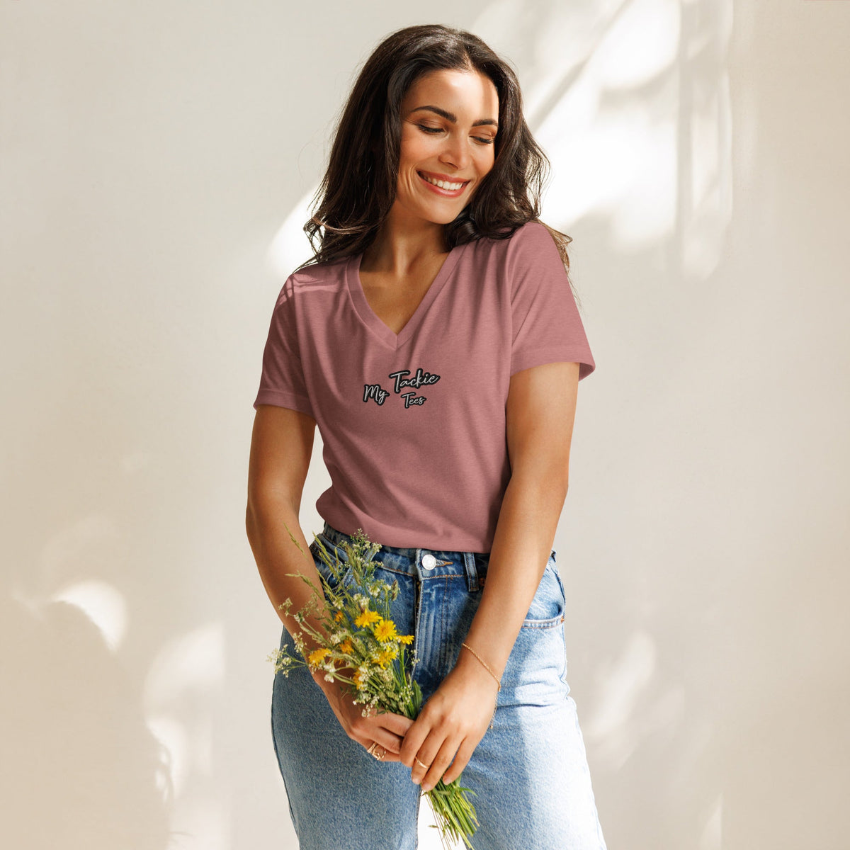 My Tackie Tees Women's V-Neck T-Shirt | Embroidered Michigan Made Apparel